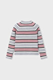 Kız Çocuk Dar Kalıp Yarım Balıkçı Yaka Çizgili Fitilli Triko Kazak - Çok Renkli | 5 Yaş