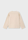 Mayoral Kız Çocuk Bej Çiçek Aplikeli Uzun Kollu Tişört 4004