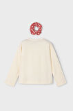 Kız Çocuk Tokalı Grafik Baskılı Uzun Kollu T-Shirt - Krem | 4 Yaş