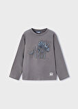 Mayoral Gri Erkek Çocuk Dinazor Kabartmalı Uzun Kollu Tişört 4089