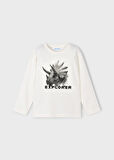 Mayoral Krem Erkek Çocuk Baskılı Uzun Kollu T-shirt 4090
