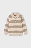 Erkek Çocuk Yün Karışımlı Polo Yaka Çizgili Triko Kazak - Kahverengi | 8 Yaş