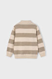 Erkek Çocuk Yün Karışımlı Polo Yaka Çizgili Triko Kazak - Kahverengi | 9 Yaş