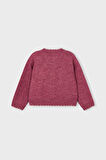 Kız Çocuk Payetli Taç İşlemeli Triko Kazak - Vişne | 5 Yaş