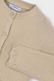 Kız Çocuk Simli Ajur Detaylı Kısa Triko Hırka - Bej | 4 Yaş