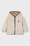 Unisex Çocuk Kapüşonlu Çift Taraflı Pelüş ve Kapitoneli Mont - Karamel/Bej | 7 Yaş