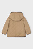 Unisex Çocuk Kapüşonlu Çift Taraflı Pelüş ve Kapitoneli Mont - Karamel/Bej | 8 Yaş