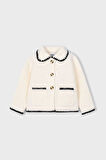 Kız Çocuk Kontrast Biyeli Buklet Ceket - Ekru | 6 Yaş