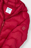 Unisex Çocuk Kapüşonlu Dalgalı Kapitone Şişme Mont - Kırmızı | 5 Yaş