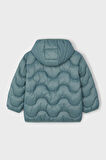 Unisex Çocuk Kapüşonlu Dalgalı Kapitone Şişme Mont - Adaçayı Yeşili | 6 Yaş