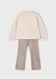 Mayoral Bej Kiz Çocuk İşlemeli Bluz Tayt Takım 4721
