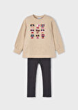 Mayoral Kız Çocuk Bej Sweat Gri Tayt Takım 4722