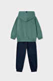 Erkek Çocuk Normal Kalıp Kapüşonlu Baskılı 2'li Eşofman Takımı - Yeşil | 5 Yaş