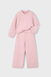 Kız Çocuk Baklava Desenli Geniş Paça Takım - Pembe | 10 Yaş