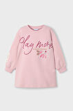 Kız Çocuk Grafik Baskılı Sweatshirt Elbise - Pudra Pembe | 6 Yaş