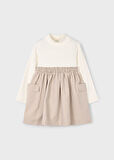 Mayoral Kız Çocuk Beyaz-Bej Kargo Cepli Elbise 4930