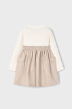 Kız Çocuk Kargo Cepli Kombin Görünümlü Elbise - Krem/Bej | 10 Yaş