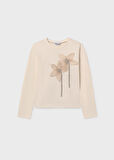 Mayoral Krem Kız Çocuk İşlemeli Uzun Kollu Tişört 7017
