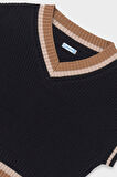 Kız Çocuk V Yaka Kontrast Şeritli Triko Süveter - Siyah | 16 Yaş
