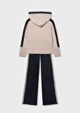 Mayoral Bej-Siyah Kız Çocuk Pantolon Kapüşonlu Kazak Takım 7585