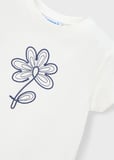 Mayoral Kız Çocuk Çiçek Desenli T-shirt Krem - 00174