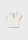 Mayoral Kız Bebek Polo Yaka Triko T-shirt Krem 01104