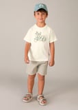 Mayoral Erkek Çocuk Motor İşlemeli T-shirt Krem - 03060