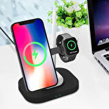 4'ü 1 Arada Kablosuz Şarj İstasyonu - iPhone, Apple Watch, Kulaklık ve Kalem İçin Hızlı Şarj