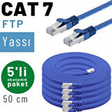5 adet 50 cm IRENIS CAT7 Kablo Yassı FTP Ethernet Network LAN Kablosu