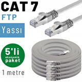5 adet 1 metre IRENIS CAT7 Kablo Yassı FTP Ethernet Network LAN Kablosu