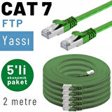 5 adet 2 metre IRENIS CAT7 Kablo Yassı FTP Ethernet Network LAN Kablosu