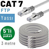 5 adet 3 metre IRENIS CAT7 Kablo Yassı FTP Ethernet Network LAN Kablosu