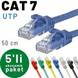 IRENIS 5 adet 50 cm CAT7 Kablo Ethernet Network İnternet LAN Kablosu 