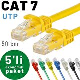IRENIS 5 adet 50 cm CAT7 Kablo Ethernet Network İnternet LAN Kablosu 