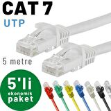 IRENIS 5 adet 5 metre CAT7 Kablo Ethernet Network İnternet LAN Kablosu 