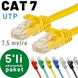 IRENIS 5 adet 7,5 metre CAT7 Kablo Ethernet Network İnternet LAN Kablosu 