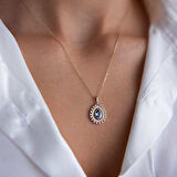 Lacivert Taşlı Damla Kolye