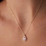 Damla Taşlı Pembe Kolye