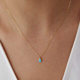 Turkuaz Mineli Vintage Kolye