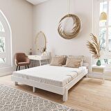 Damla Model Beyaz Renk Çam Ahşap Karyola