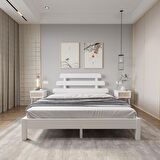 Lotus X Model Beyaz Renk Çam Ahşap Karyola