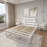 Lotus X Model Beyaz Renk Çam Ahşap Karyola