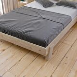 Ebruli Model Vernikli Çam Ahşap Karyola