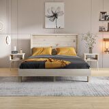 Ebruli Model Vernikli Çam Ahşap Karyola