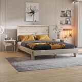 Ebruli Model Vernikli Çam Ahşap Karyola