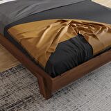 Ebruli Model Ceviz Renk Çam Ahşap Karyola