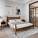 Urban Model Ceviz Renk Çam Ahşap Karyola Ve İki Komodin Set