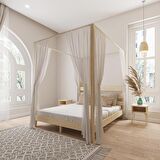 Natura Model Cibinlikli Vernikli Çam Ahşap Karyola Ve İki Komodin Set