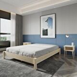 Loft Model Doğal Çam Ahşap Karyola Ve İki Komodin Set