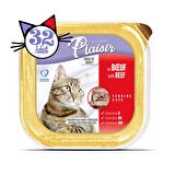 Plaisir Pate 100Gr Sığır Etli 32Adet Yaş Kedi Maması